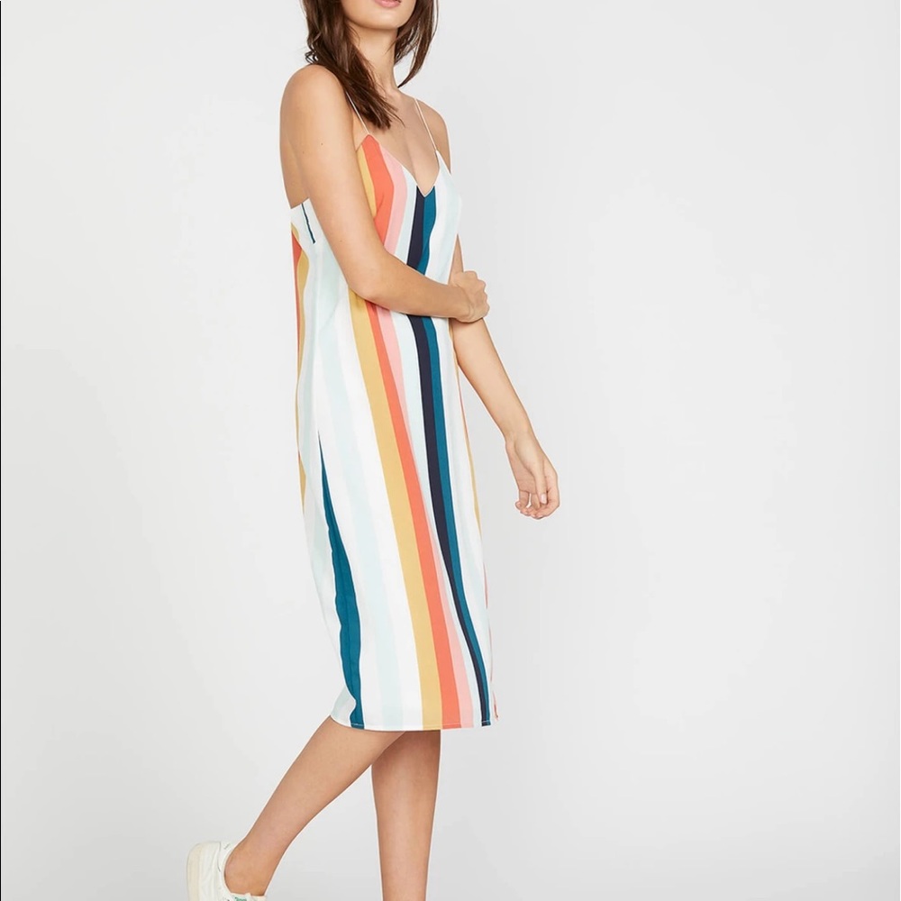 Volcom Flavor Up Slip Dress in Stripes Medium